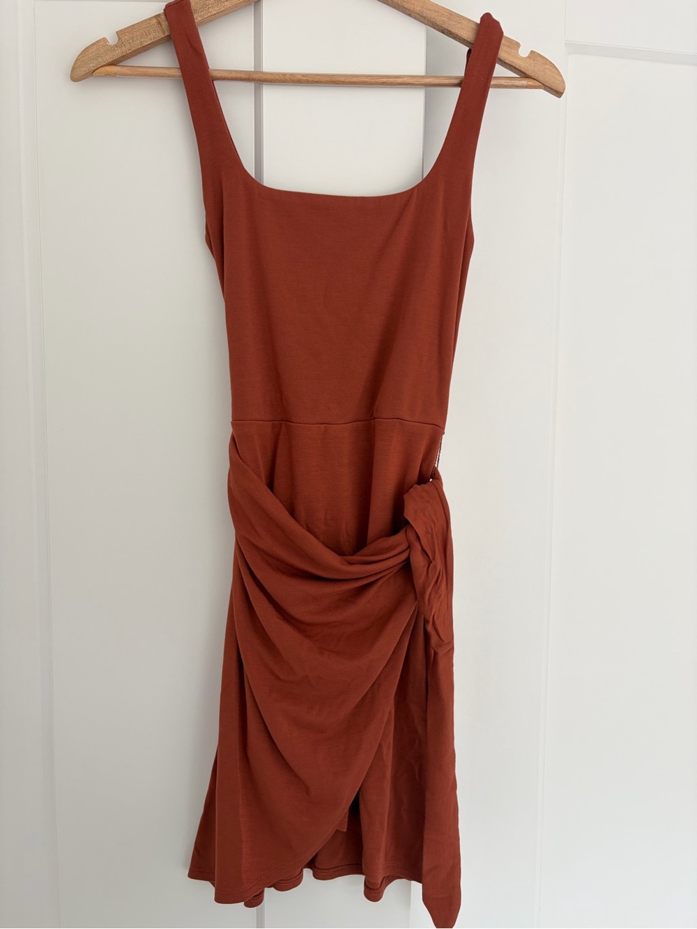 Aritzia Wilfred Rust Tie-Waist Mini Dress